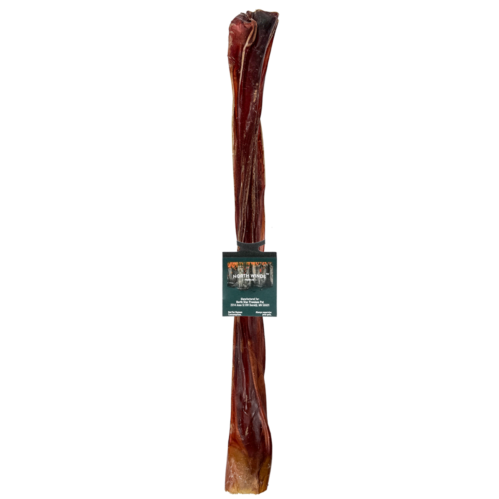 North Winds Premium Odorless Standard Bully Steer Stick 10-12” Large USA Sourced Dog Chew, Case of 25